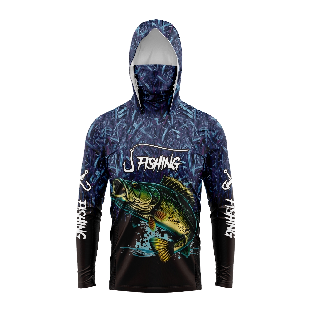 Sports Mask Breathable - Hoodie Pancing Pria Motif Ikan Bass